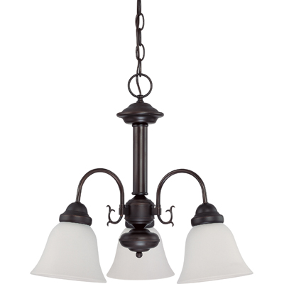 Nuvo Lighting 60/3142  Ballerina - 3 Light 20" Chandelier with Frosted White Glass in Mahogany Bronze Finish
